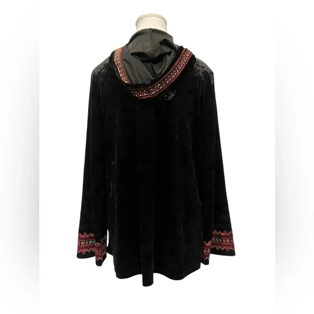 Andree by Unit Embroidered Velour Hoodie Sz Small NWT - Picture 6 of 10